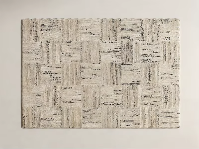 Square Rug With Light Beige Woven Texture For Modern Living Room Decor 3d model