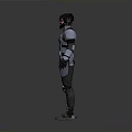 Futuristic Armored Sci Fi Figure In Blue Gray Tech Suit Standing Pose 3d model