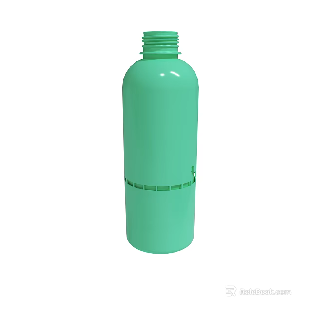 Green Plastic Water Bottle With Screw Cap And Decorative Vertical Lines 3d model 