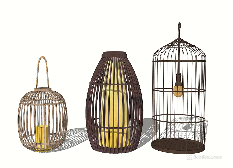 Woven Outdoor Lights With Various Designs And Warm Glow For Garden Decor 3d model 
