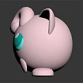 Jigglypuff Cute 3D Animated Game Character with Pink Body Large Turquoise Eyes and Black Ears