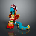 Blue Snake Plush Toy With Red Gold Decorative Headpiece And Yellow Circular Patterns