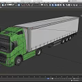 Green Modern Semi Truck Featuring White Cargo Trailer And Sleek Design