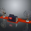 Vintage Computer Tape Drive Device With Two Reels And Orange Base
