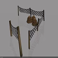 Wooden Lattice Hinged Door For Garden Fence With Hay Bales Decoration