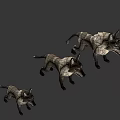 Three Fierce Cartoon Wolf 3D Models With Red Eyes And Gray White Fur