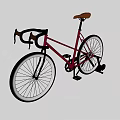 Classic Red Bicycle Isolated with Brown Seat Black Wheels on Gray