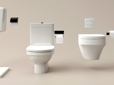 Bathroom combination toilet urinal intelligent toilet squatting 3d model