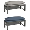 Modern Sofa Bench With Light And Blue Cushions And Dark Legs