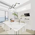 Modern Cream Style Cozy Living And Dining Room With Soft Furnishings And Large Window Views