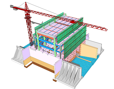 Modern tower crane construction site construction scaffolding 3d model