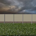 White Outdoor Billboard Displaying Never Fear Death Slogan Against Sky And Trees