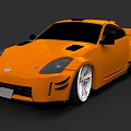 Modified Orange Nissan Sports Car With Wide Body And Alloy Wheels