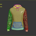 Stylish Beige Hoodie With Camouflage Sleeves Drawstring And Front Pocket Design