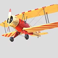 Classic Passenger Biplane with Red and White Checkered Pattern on Wings and Red Beige Body