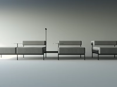 Modern Minimalist Gray Fabric Sofa Set With Metal Legs And Modular Design 3d model