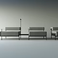 Modern Minimalist Gray Fabric Sofa Set With Metal Legs And Modular Design