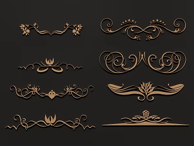 Ornate Decorative Carvings With Intricate Floral Patterns And Curved Design Elements 3d model