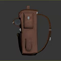 Brown Backpack With Green Label Yellow Star Straps And Buckles Design 3d model
