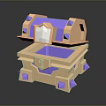 Open Treasure Chest 3D Render With Golden Purple Accents And Blue Interior