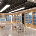 Modern Shoe Store Interior With Bright Lighting Shelves Displayed Shoes Counter And Benches