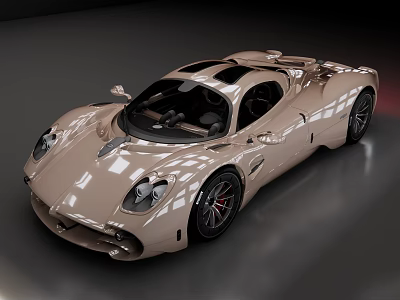 Sleek Beige Luxury Sports Car With Black Roof And Red Brake Calipers 3d model