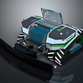 Tracked Utility Vehicle With Front Blade Transparent Cabin And Blue White Black Design