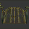 Teal Iron Garden Gate With Symmetric Design Diamond Patterns And Side Pillars