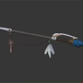 Decorative Spear Featuring Blue Spearhead Gray Shaft Blue Grip And Red Green Tassels