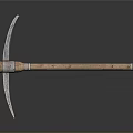 Vintage Farm Equipment With Long Wooden Handle And Sharp Metal Blade