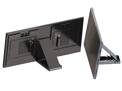 Adjustable Black Metal Computer Monitor Stand With Ergonomic Desktop Support Structure 3d model