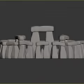 White Stone Circular Megalithic Structure With Tall Monoliths And Small Pillars 3d model