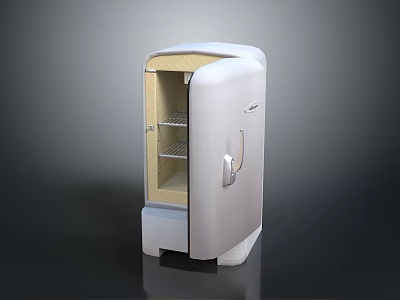 Modern White Compact Electric Appliance With Open Door And Inner Shelves Design 3d model