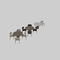 Modern Round Natural Wood Dining Table And Chair Combination With Stylish Soft Upholstered Seats