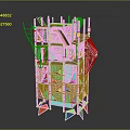 Colorful Multi Level Playground Equipment With Slide Ladder And Geometric Panels