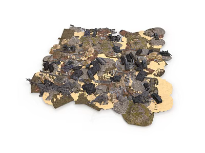 Decorative Scene Components Featuring Fragmented Mixed Materials And Color Tones 3d model