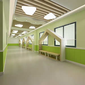 Modern aisle kindergarten corridor 3d model