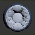 Round Blue And White Bean Bag Chair With Soft Comfortable Material For Home Living Room