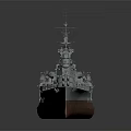 Detailed Battleship 3D Model With Gray Hull Red Bottom And Deck Turrets 3d model