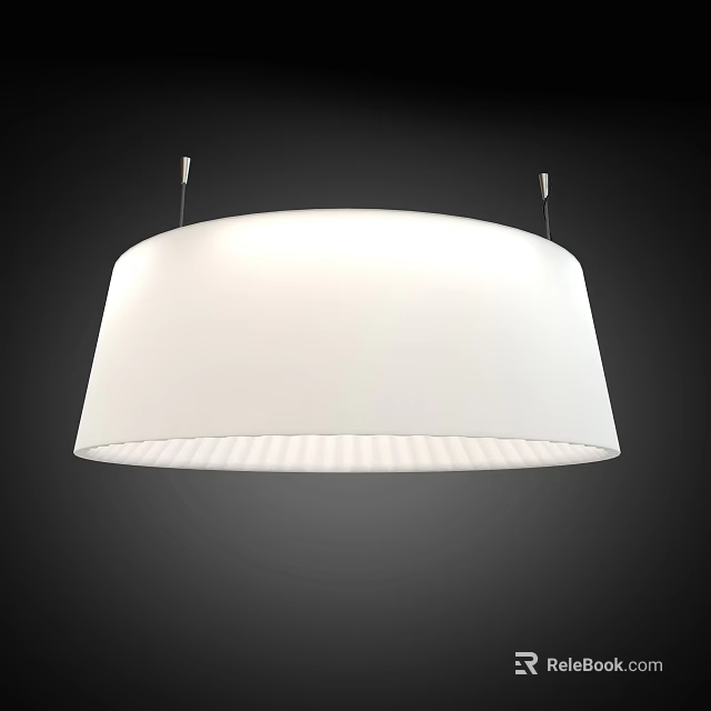 Modern White Round Pendant Light with Pleated Shade Against Black Background 3d model 