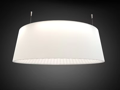 Modern White Round Pendant Light with Pleated Shade Against Black Background 3d model