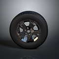 Car Tire With Chrome Alloy Wheel And Modern Stylish Black Rubber Tread Design