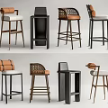 Bar Stools In Various Designs With Wooden And Metal Frames And Padded Seats