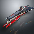 Futuristic Sci-Fi Starship Design With Black And Red Hull And Aerodynamic Structure