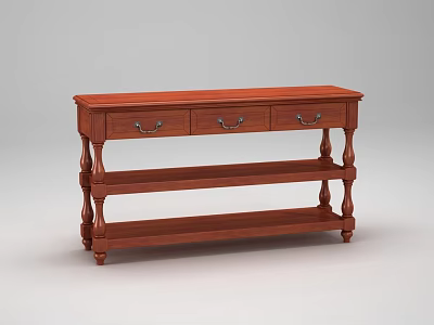 Classic Wooden Console Table With Three Drawers And Lower Storage Shelf 3d model