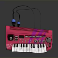 Pink Electronic Keyboard With Control Knobs And Piano Keys On Stand
