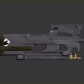 Tactical Gun with Metallic Finish Magazines and Bullets on Reflective Surface