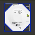 White Storage Tank In Blue Metal Frame With Dangerous Goods Label And Prohibition Sign