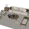 Sofa Coffee Table Combination Coffee Table Leisure Chair Carpet 3d model