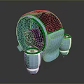 Futuristic Tech Device With Green Ring Accents And Transparent Bottom Containers